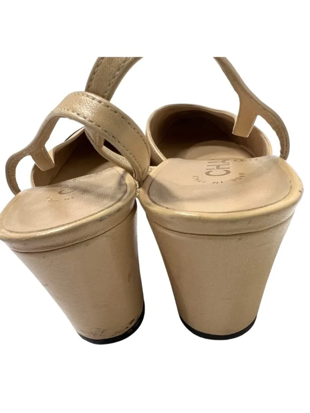 Chanel Slingbacks in Goatskin & Grosgrain Beige Black